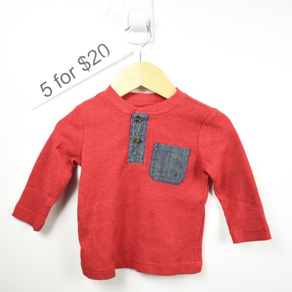 Red and gray long sleeve top 12M